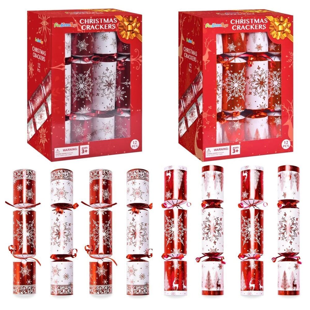4077 24 PACK Christmas Crackers Christmas Party Favors with Party Hat